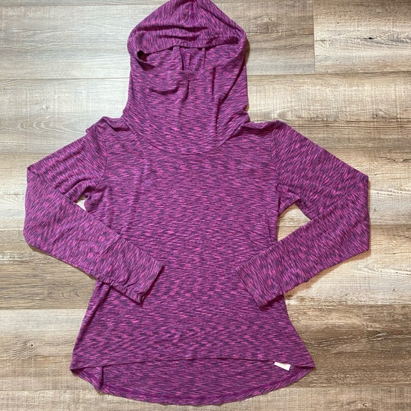 Columbia XL heathered hooded hi lo long sleeve top